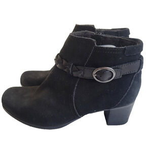 Clarks Black Ankle Boots with Buckle Detail
